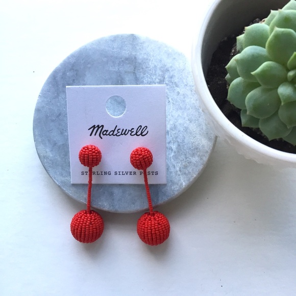 Madewell Jewelry - Madewell Red Beaded Drop Earrings